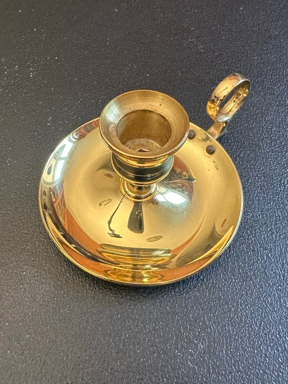 Brass Candle Holder Chamberstick - Gold Finish